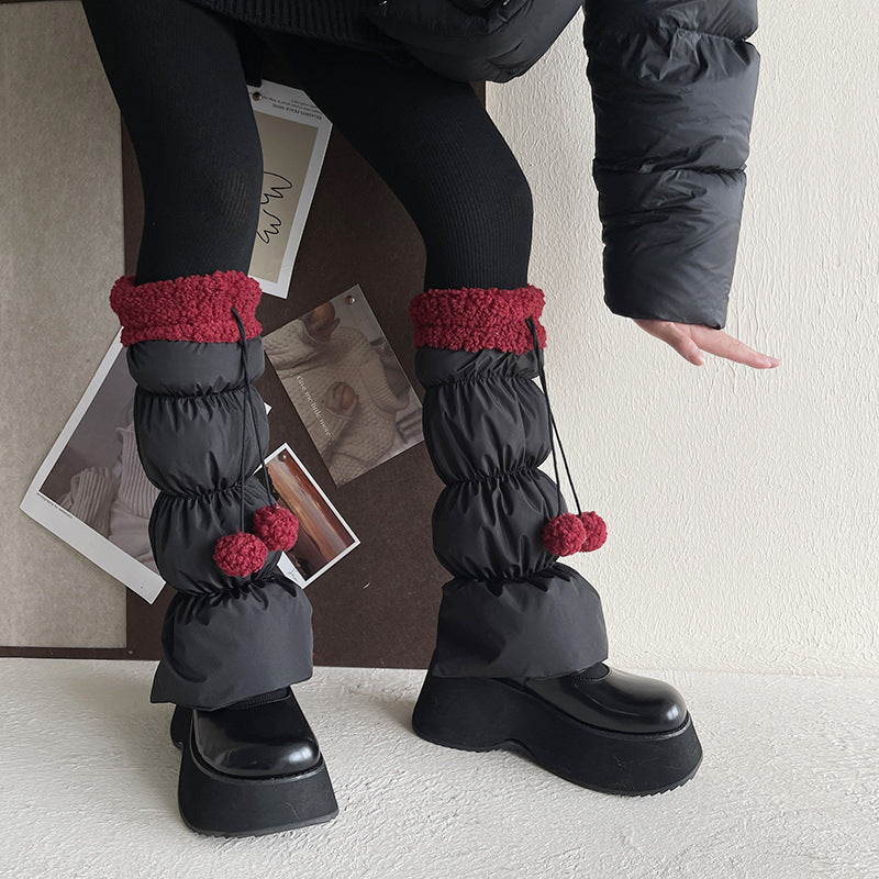 Winter Windproof Wool Lace Leg Warmers, warm leg covers for women