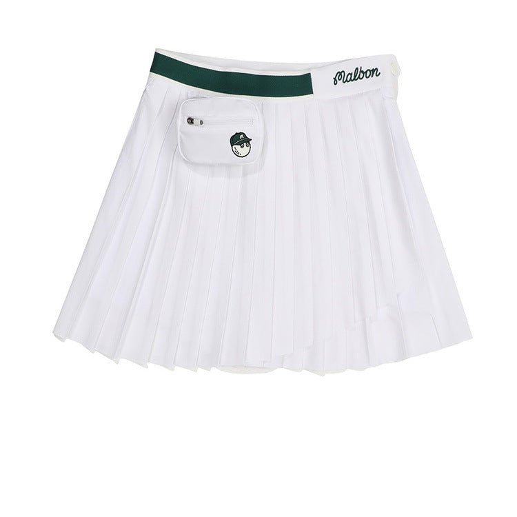 MALBON Korea original Women Golf Skirt, pleated, slim elasticated waist with small ball bag