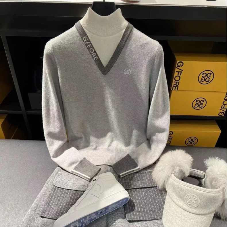 G/FORE Women Golf Sweater FW warm turtleneck color-blocked knit top shirt