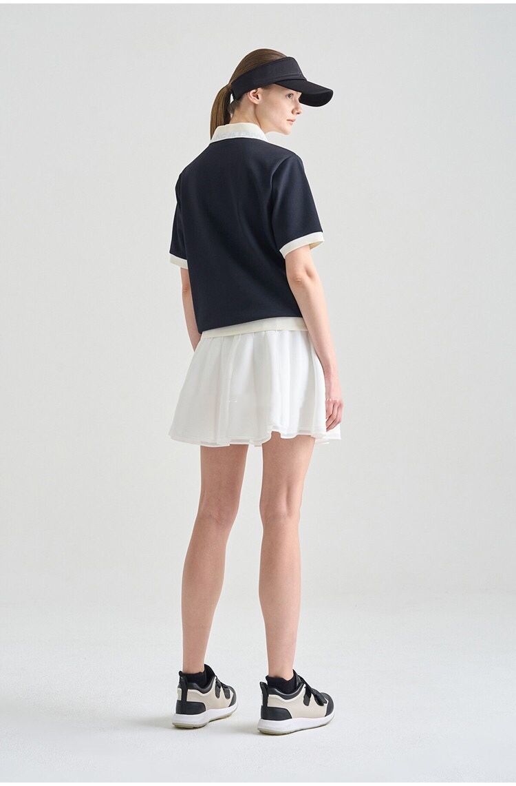 LANVIN BLANC Korea Women's Short-sleeved Collar Top casual golf shirt