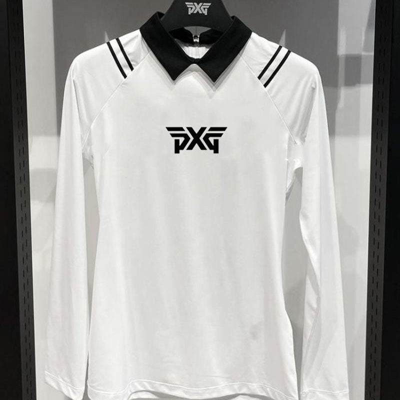 PXG Korea Women's Long Sleeve Golf Shirt Slim Fit Stretch Quick Drying Polo Jersey Top