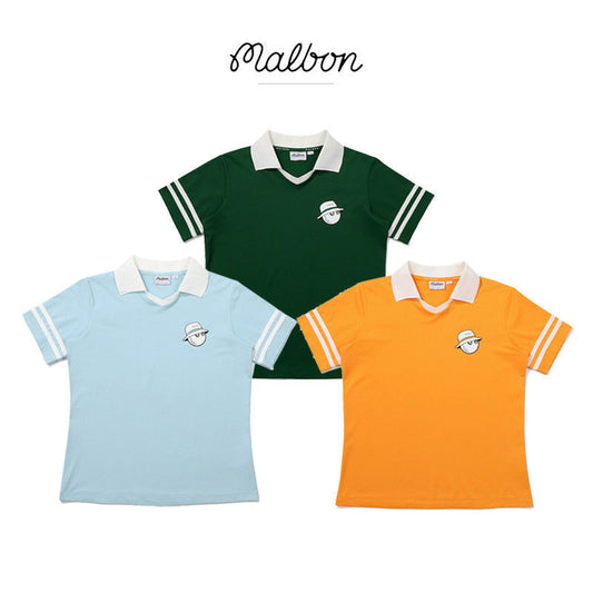 Malbon Korea New SS Women's Stripe T-Shirt Polo Top