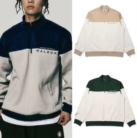Malbon Korea Men's Half-Zip Color Block Golf Sweatshirt top