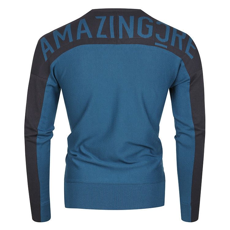 AMAZINGCRE Men's Golf Knitted Sweater, FW outdoor casual pullover sports knit