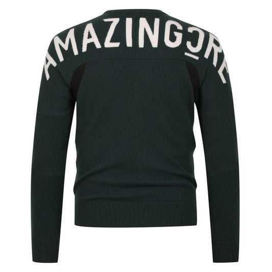 AMAZINGCRE Korea Men's Round Neck Knitted Golf Sweater Knit Shirt