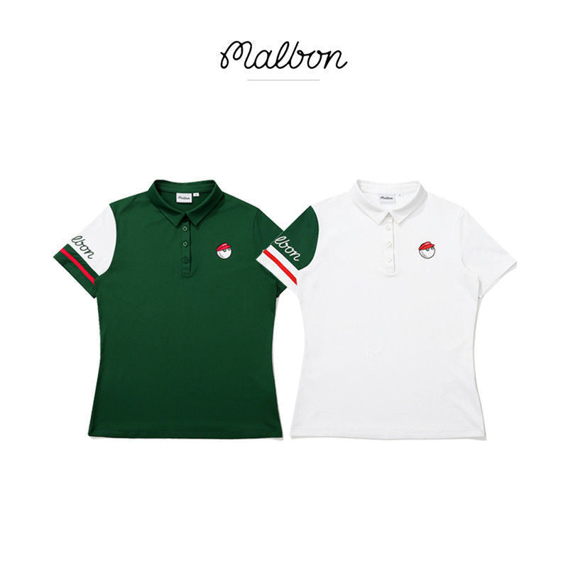 Malbon Korea Women's Shoulder Strip Golf Polo Shirt Short-Sleeve quick-drying top
