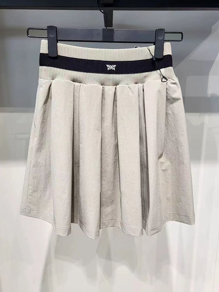 PXG Korea Women's Elastic Waist Golf Skirt Pleated Anti-Wrinkle