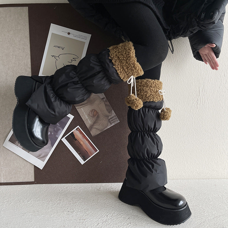 Winter Windproof Wool Lace Leg Warmers, warm leg covers for women