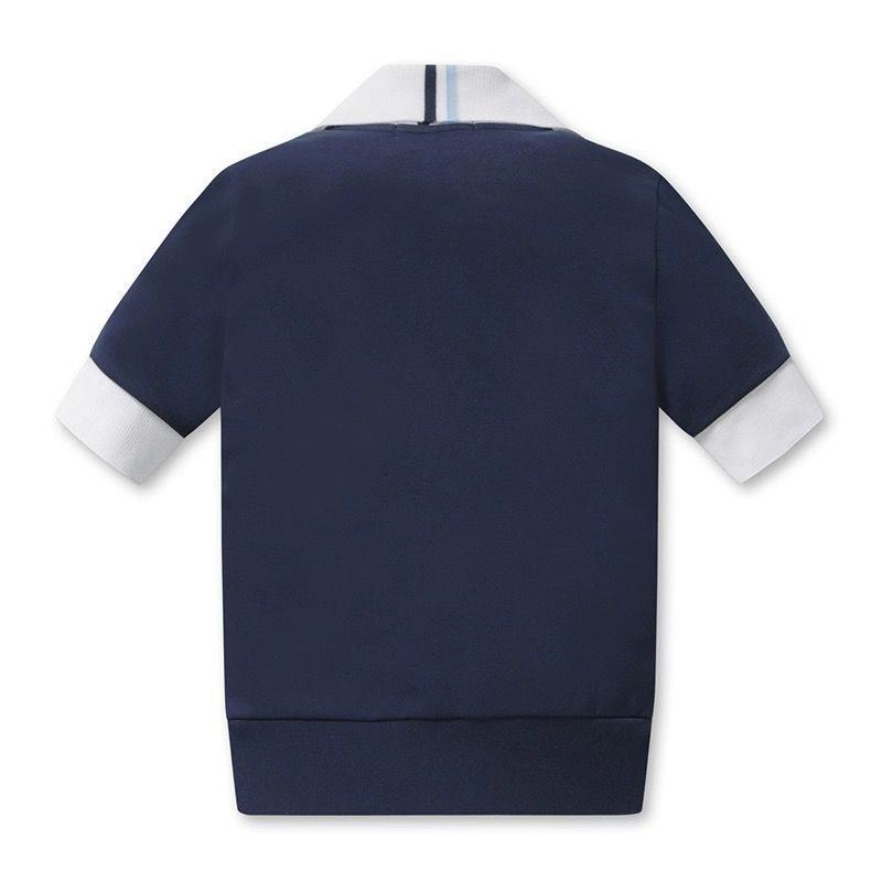 G/FORE Korea Women's Zip-Collar Golf Shirt Short Sleeve Quick Navy/White Top