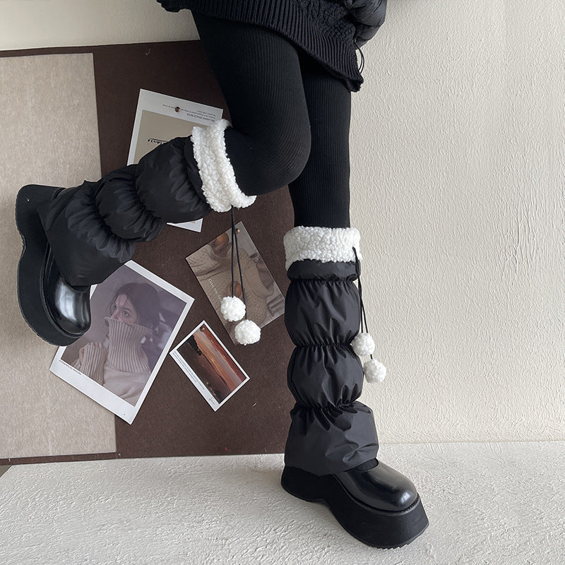 Winter Windproof Wool Lace Leg Warmers, warm leg covers for women