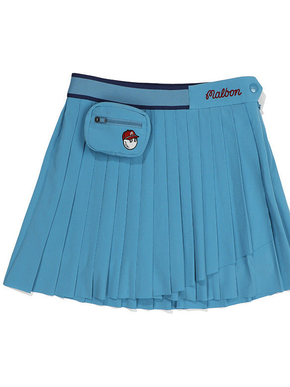 MALBON Korea original Women Golf Skirt, pleated, slim elasticated waist with small ball bag
