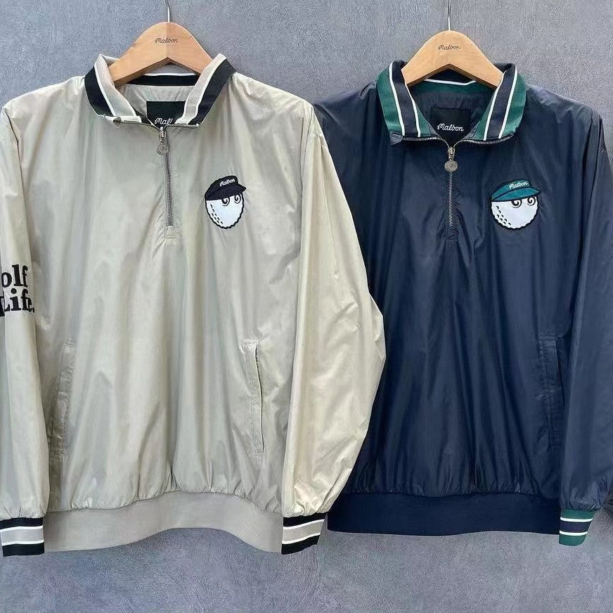 MALBON GOLF Korea Men Windbreaker Jacket light half-zip embroidered Outerwear