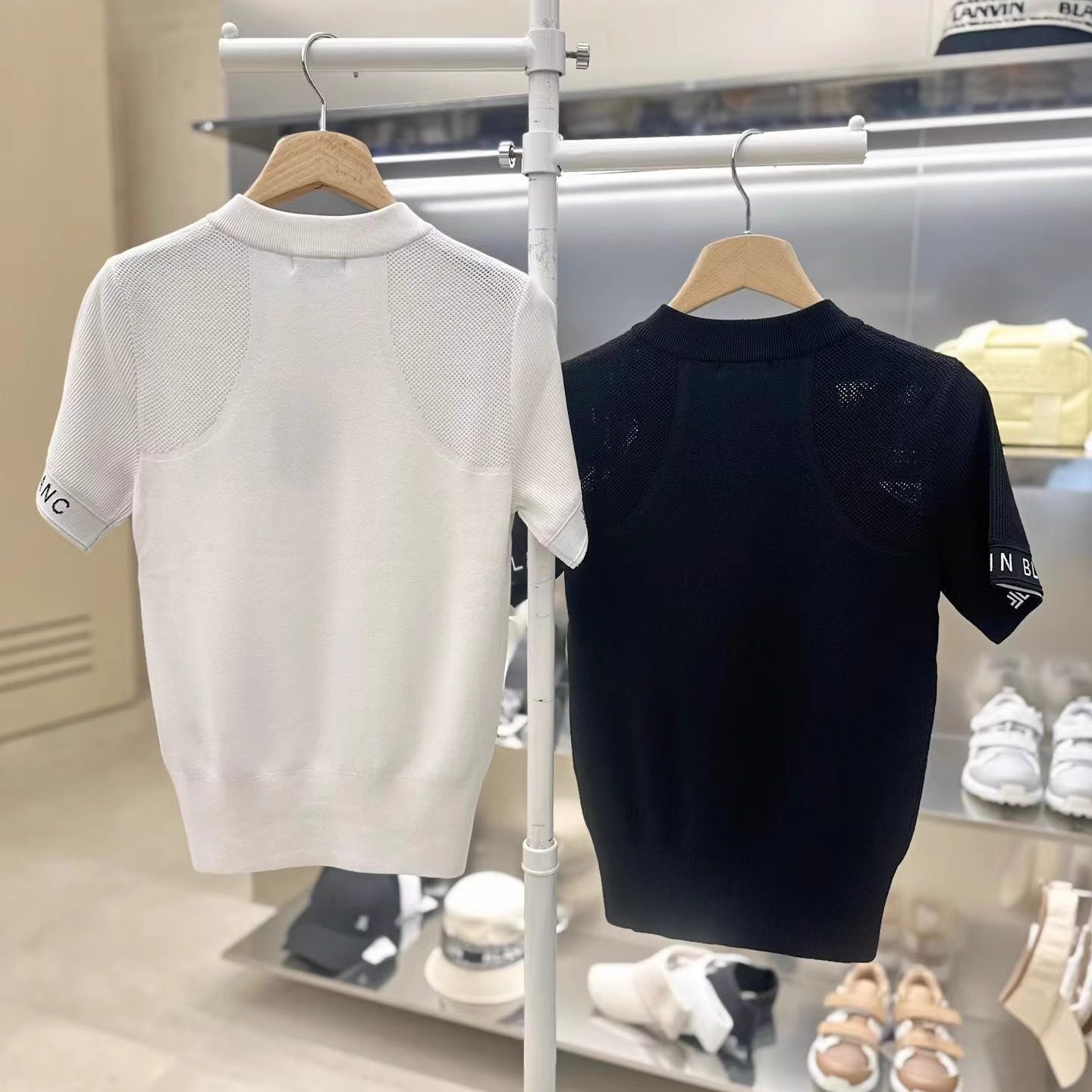 LANVIN BLANC Korea Women's Golf Short Sleeve zip-up top Shirt