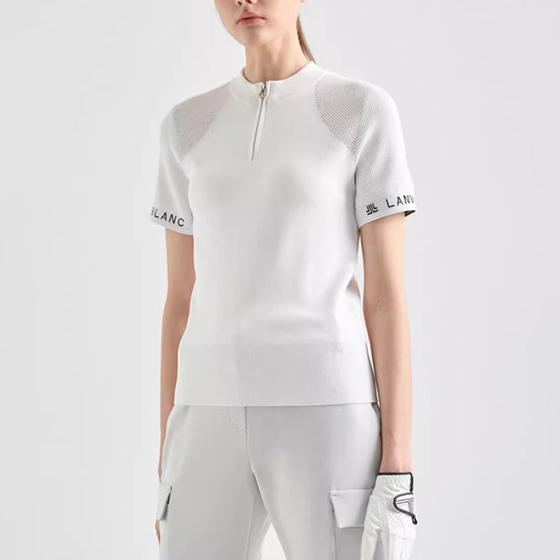 LANVIN BLANC Korea Women's Golf Short Sleeve zip-up top Shirt