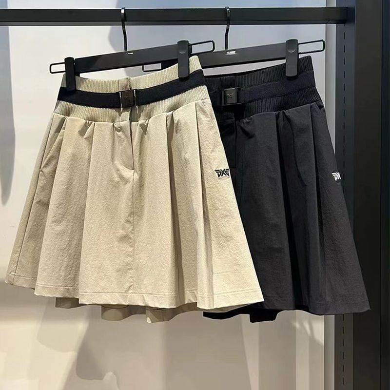 PXG Korea Women's Elastic Waist Golf Skirt Pleated Anti-Wrinkle