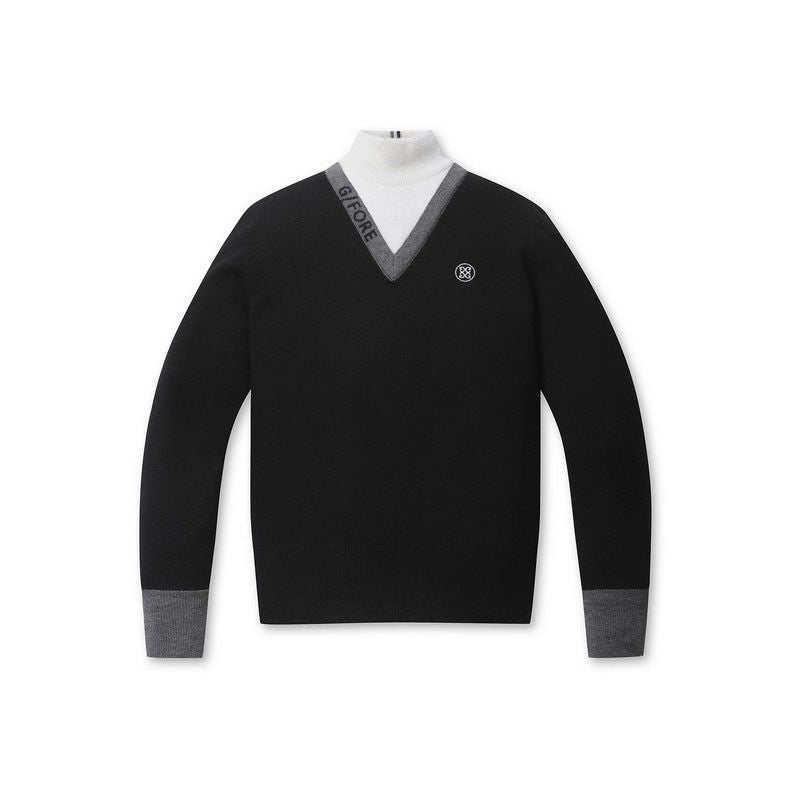 G/FORE Women Golf Sweater FW warm turtleneck color-blocked knit top shirt